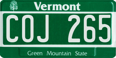 VT license plate COJ265
