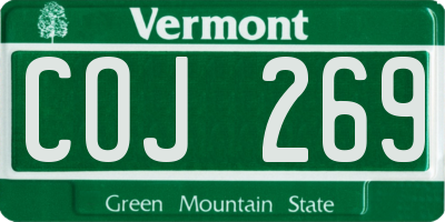 VT license plate COJ269