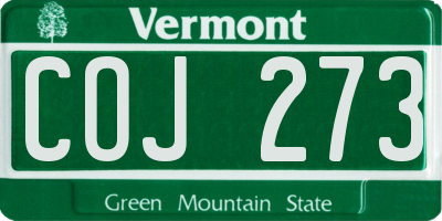 VT license plate COJ273
