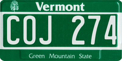 VT license plate COJ274