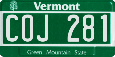 VT license plate COJ281