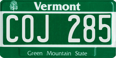 VT license plate COJ285