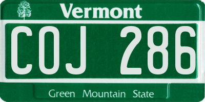 VT license plate COJ286
