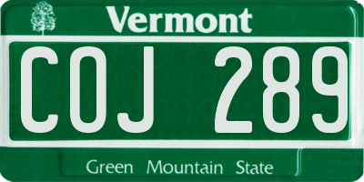 VT license plate COJ289