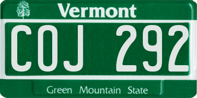 VT license plate COJ292