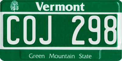 VT license plate COJ298