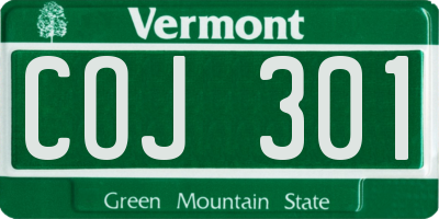 VT license plate COJ301