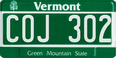 VT license plate COJ302