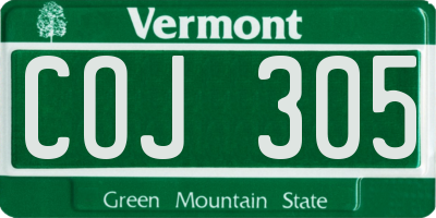 VT license plate COJ305