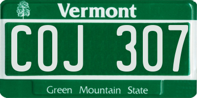 VT license plate COJ307
