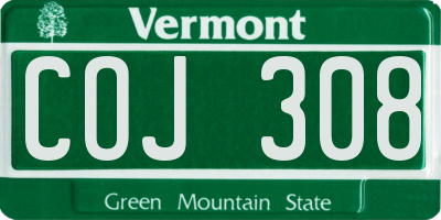 VT license plate COJ308