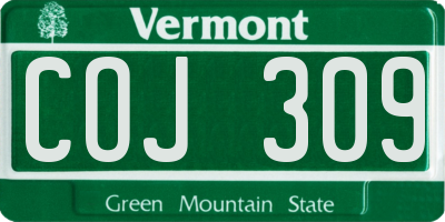 VT license plate COJ309