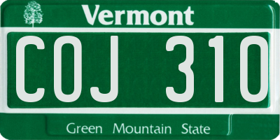 VT license plate COJ310
