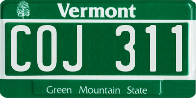VT license plate COJ311