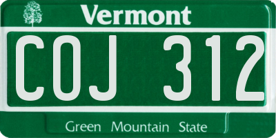 VT license plate COJ312