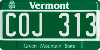 VT license plate COJ313