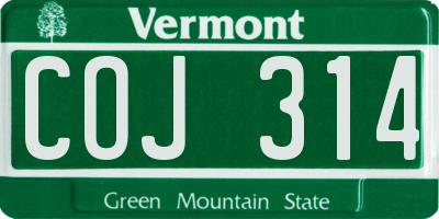 VT license plate COJ314