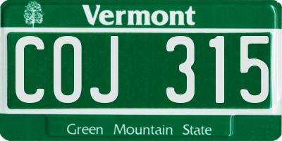 VT license plate COJ315