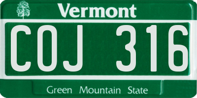 VT license plate COJ316