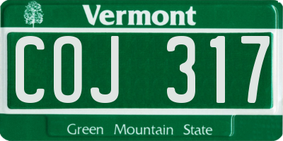 VT license plate COJ317