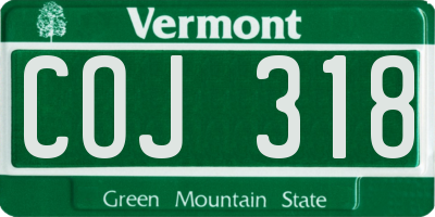 VT license plate COJ318