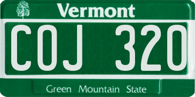 VT license plate COJ320