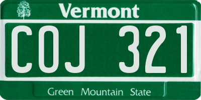 VT license plate COJ321
