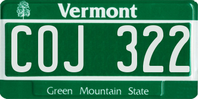 VT license plate COJ322