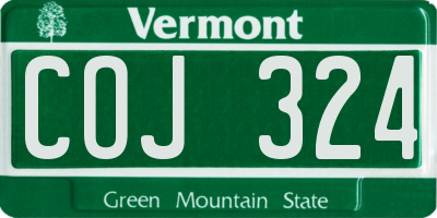 VT license plate COJ324