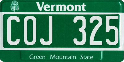 VT license plate COJ325
