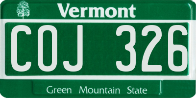 VT license plate COJ326