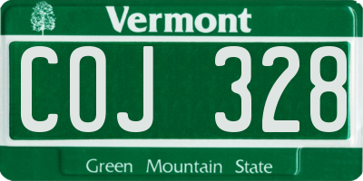 VT license plate COJ328