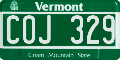 VT license plate COJ329