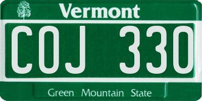 VT license plate COJ330