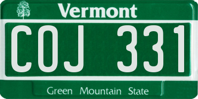 VT license plate COJ331