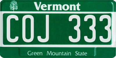 VT license plate COJ333