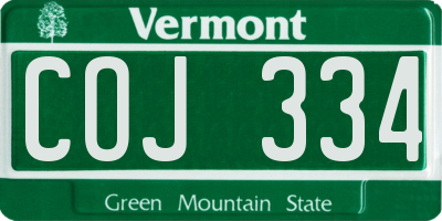 VT license plate COJ334