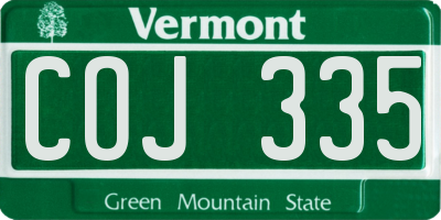 VT license plate COJ335