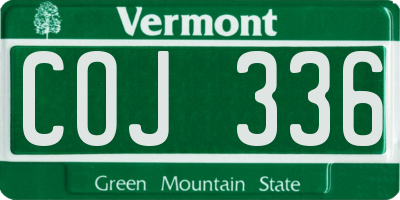 VT license plate COJ336