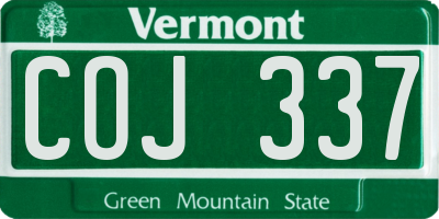 VT license plate COJ337