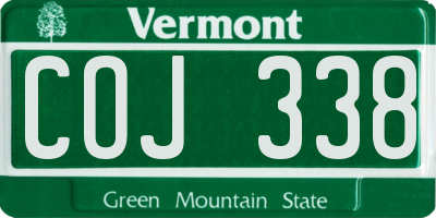 VT license plate COJ338