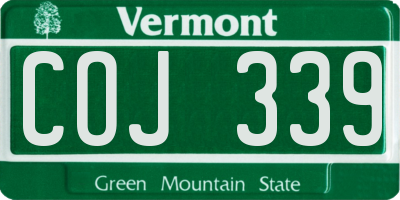VT license plate COJ339