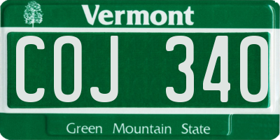 VT license plate COJ340