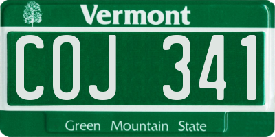 VT license plate COJ341