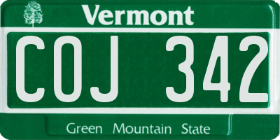 VT license plate COJ342