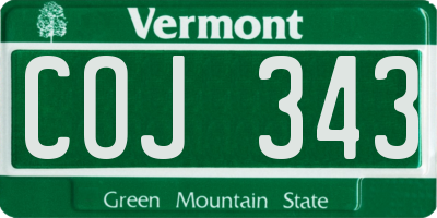 VT license plate COJ343