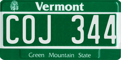 VT license plate COJ344