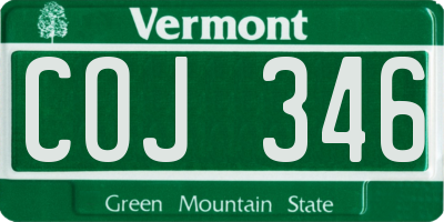VT license plate COJ346