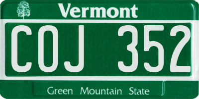 VT license plate COJ352