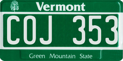 VT license plate COJ353